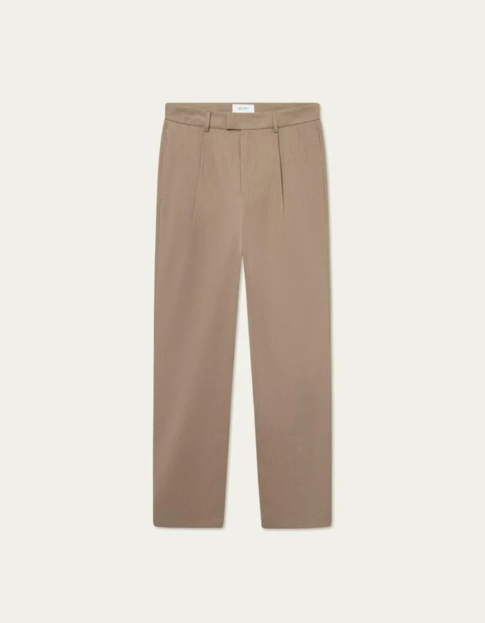 Men Les Deux Pants Reece Pleated Slub Suit Pants 8211 Walnut