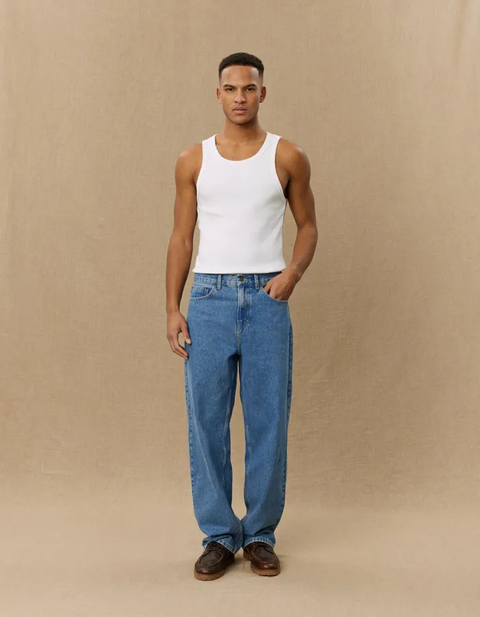 Men Les Deux Pants Roi Yale Bulldog Denim Pants 8211 Medium Indigo Wash