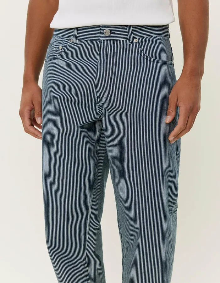 Men Les Deux Pants Ryder Stripe Pants 8211 NavyIvory