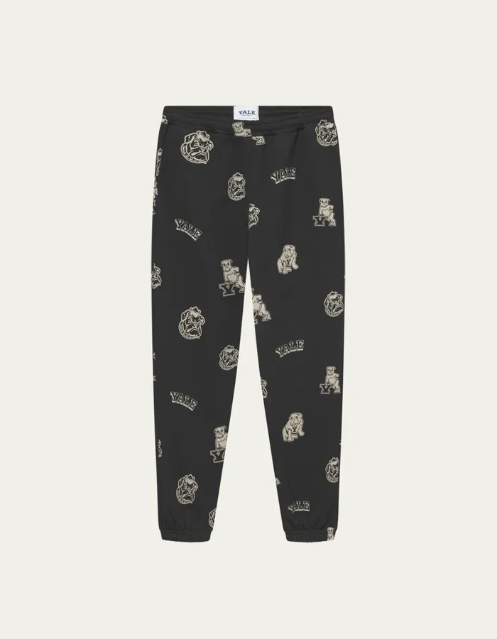 Men Les Deux Pants Yale AOP Logo Sweatpants 8211 BlackIvory