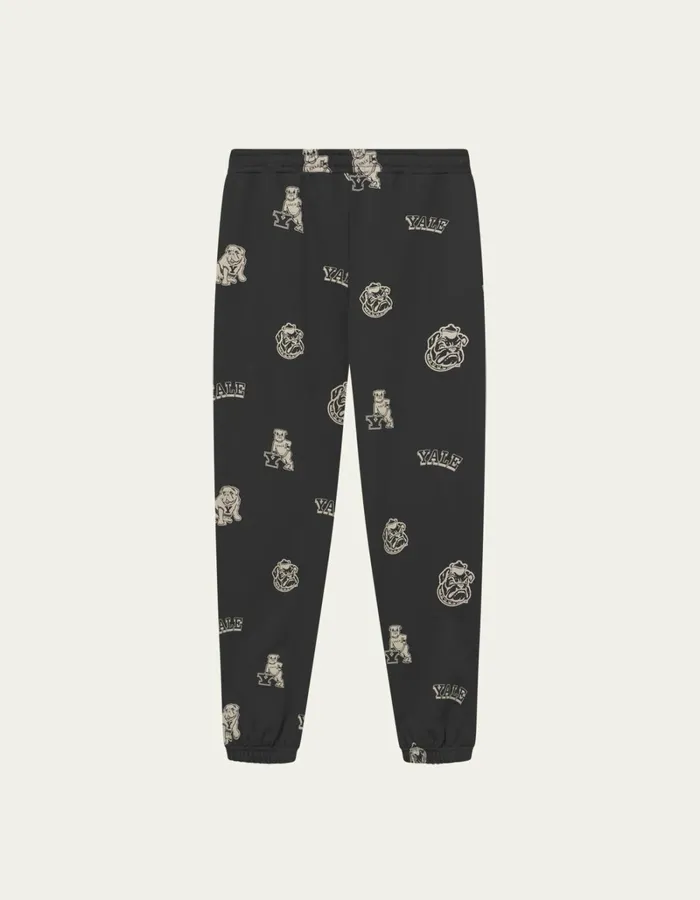Men Les Deux Pants Yale AOP Logo Sweatpants 8211 BlackIvory