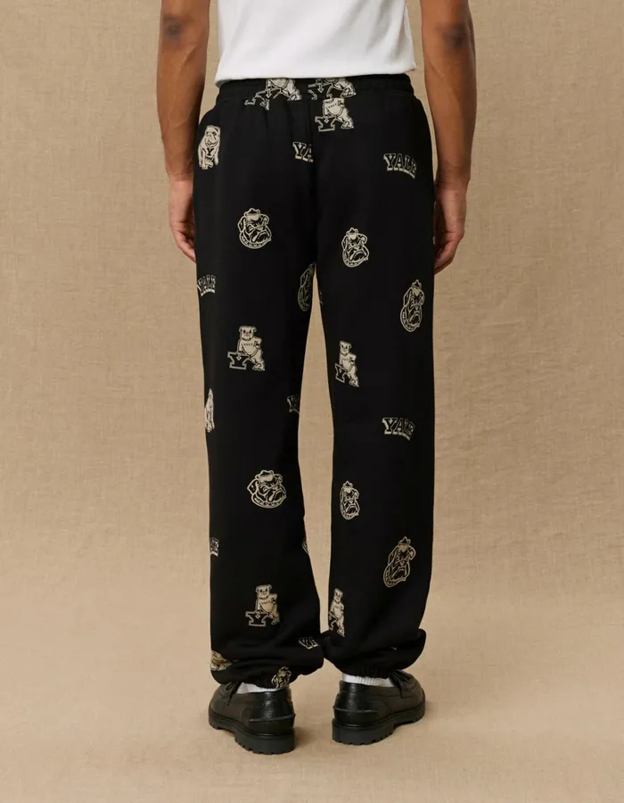 Men Les Deux Pants Yale AOP Logo Sweatpants 8211 BlackIvory