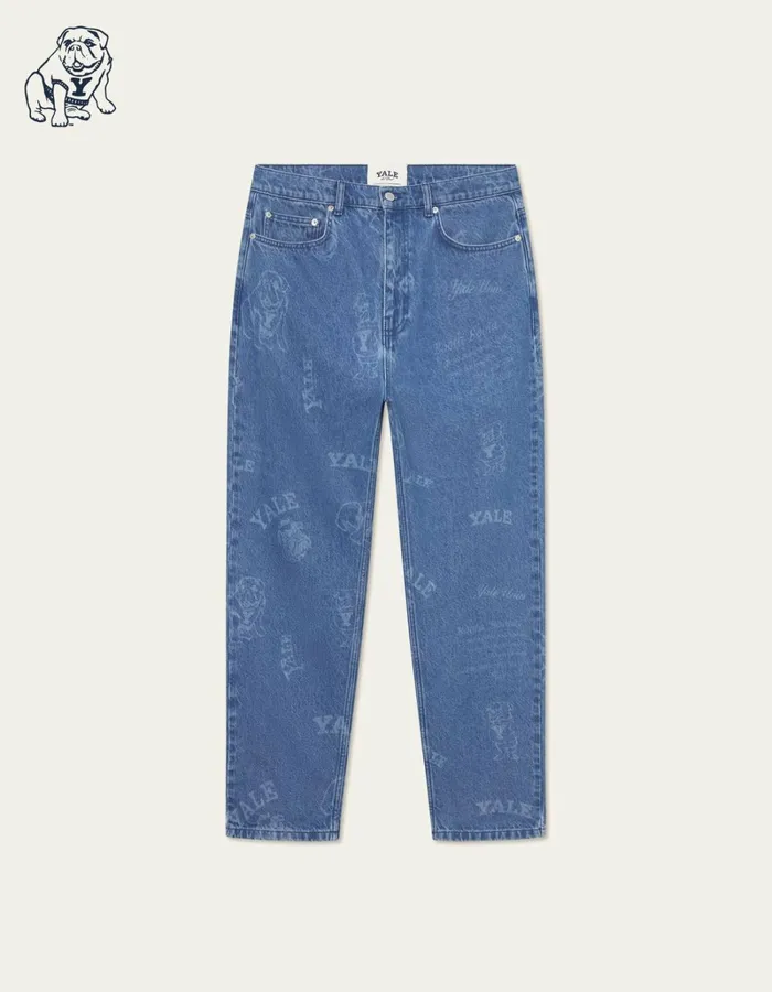 Men Les Deux Pants Yale Logo Ryder Jeans 8211 Light Denim Blue