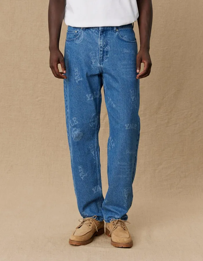 Men Les Deux Pants Yale Logo Ryder Jeans 8211 Light Denim Blue