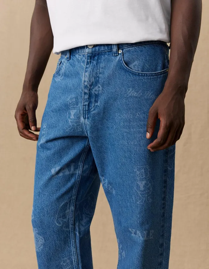 Men Les Deux Pants Yale Logo Ryder Jeans 8211 Light Denim Blue
