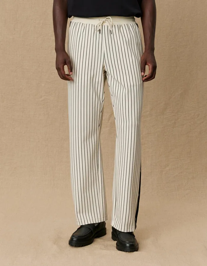 Men Les Deux Pants Yale Pressbutton Track Pants 8211 IvoryBlack