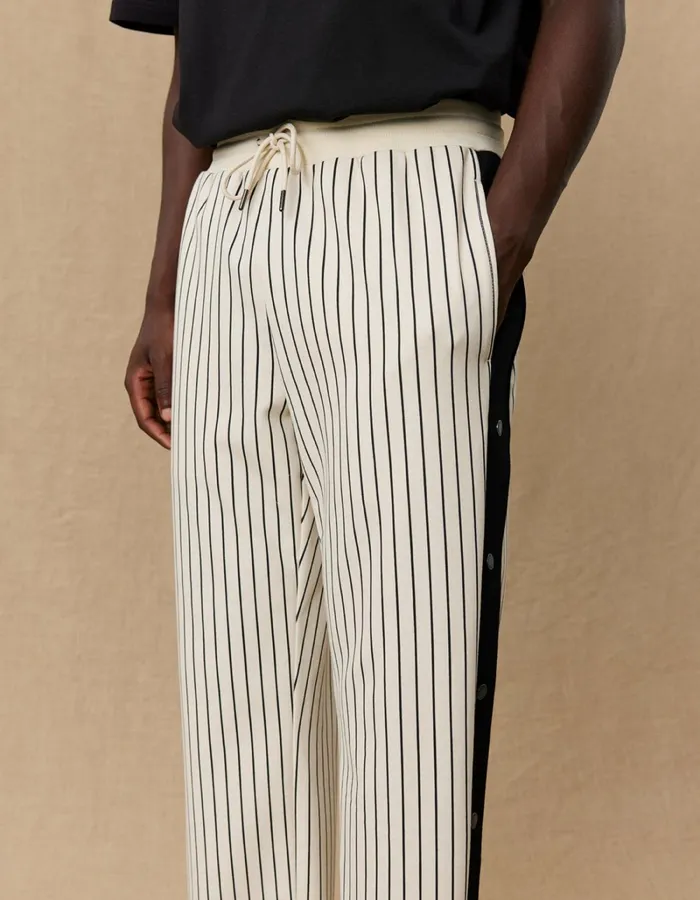 Men Les Deux Pants Yale Pressbutton Track Pants 8211 IvoryBlack