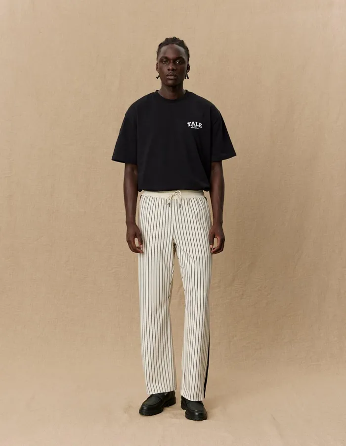 Men Les Deux Pants Yale Pressbutton Track Pants 8211 IvoryBlack