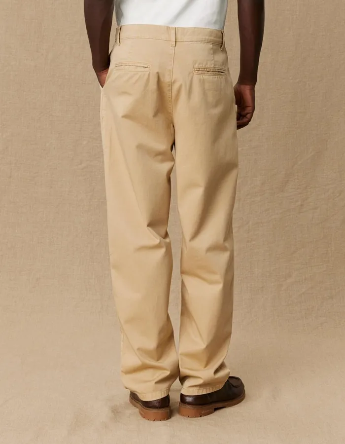 Men Les Deux Pants Yale Wide Pleated Chino Pant 8211 Light Brown Incense