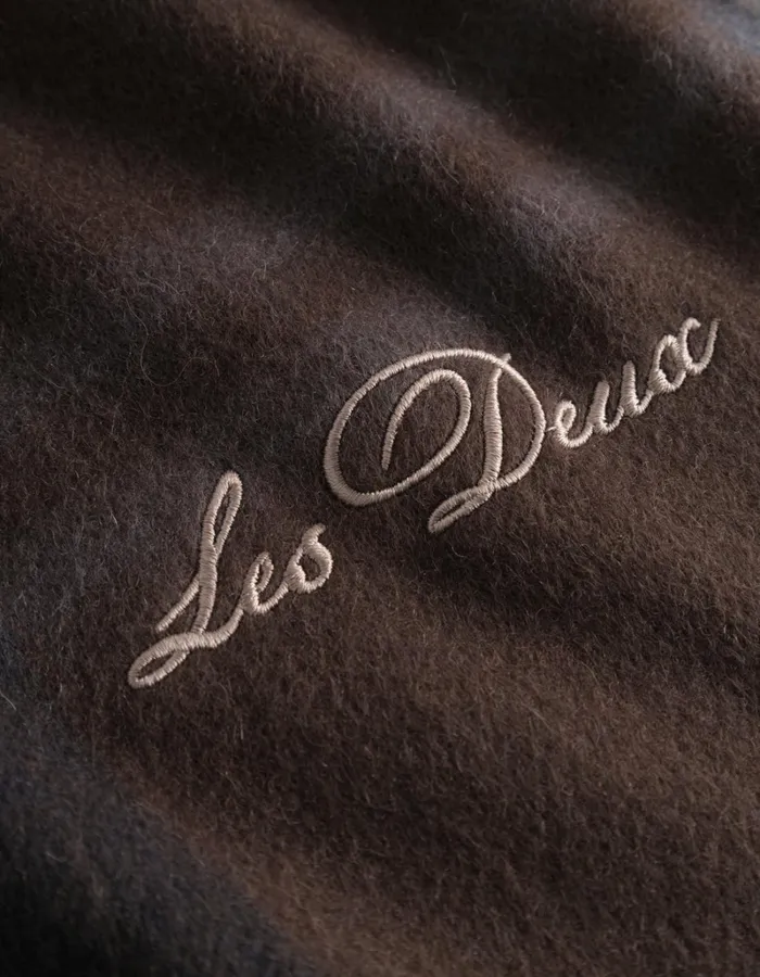 Men Les Deux Scarves Les Deux Check Wool Scarf 8211 Coffee BrownLight Grey Melange