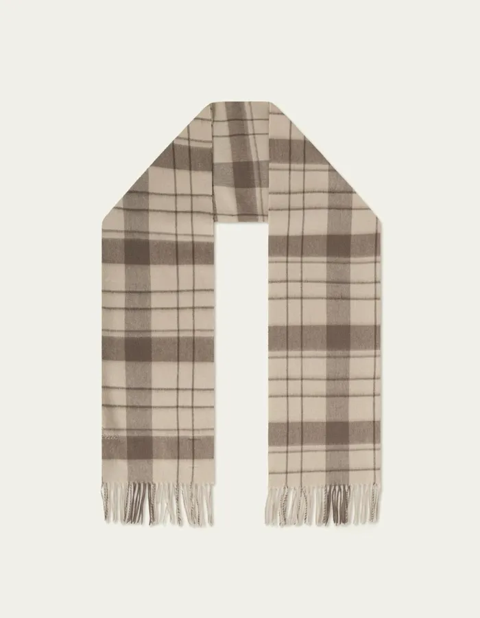 Men Les Deux Scarves Les Deux Check Wool Scarf 8211 Light Desert SandWalnut