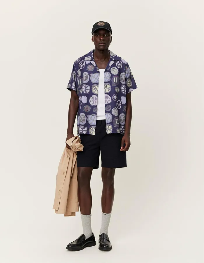 Men Les Deux ShirtsOvershirts Artist AOP SS Shirt 8211 Dark NavyMulticolor AOP