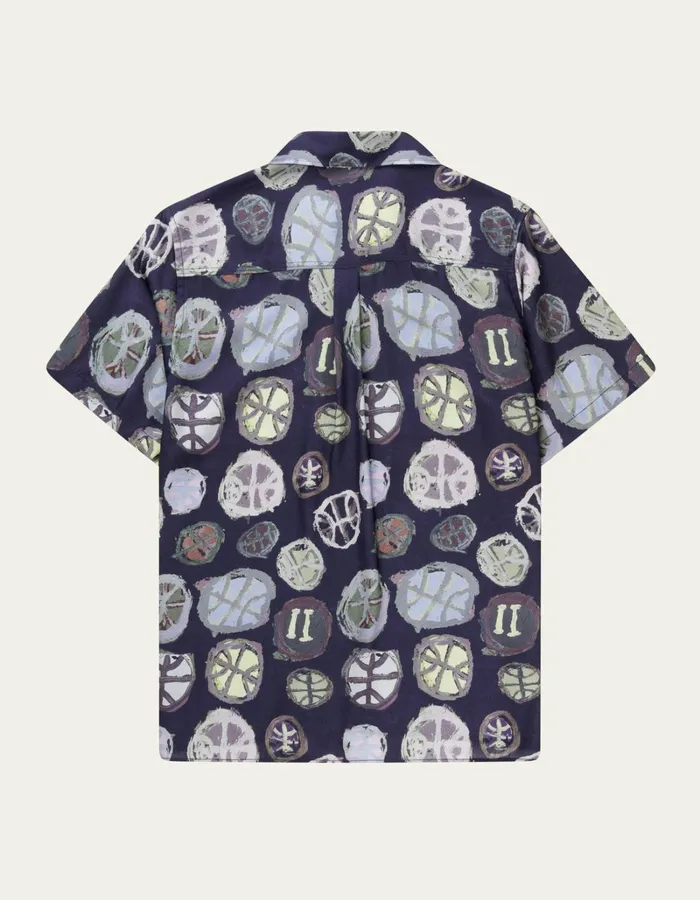 Men Les Deux ShirtsOvershirts Artist AOP SS Shirt 8211 Dark NavyMulticolor AOP