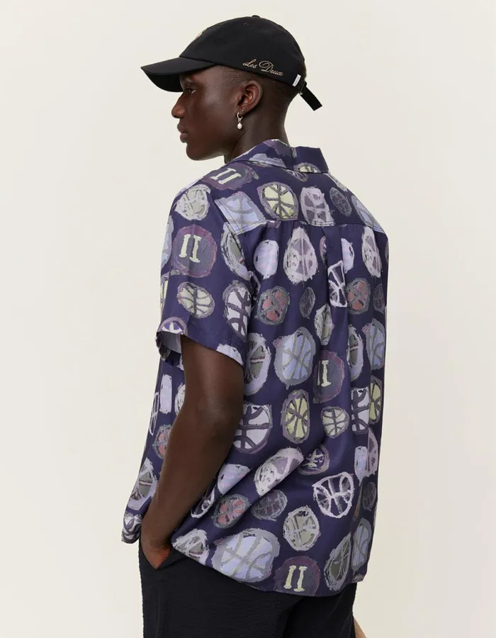 Men Les Deux ShirtsOvershirts Artist AOP SS Shirt 8211 Dark NavyMulticolor AOP