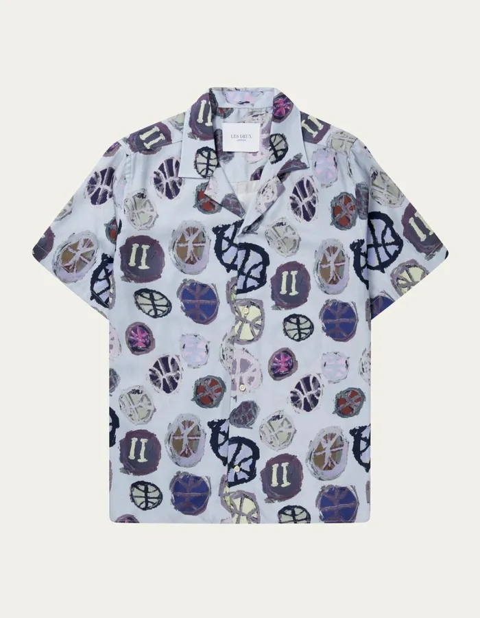 Men Les Deux ShirtsOvershirts Artist AOP SS Shirt 8211 Summer SkyMulticolor AOP Men Les Deux ShirtsOvershirts Artist AOP SS Shirt 8211 Summer SkyMulticolor AOP