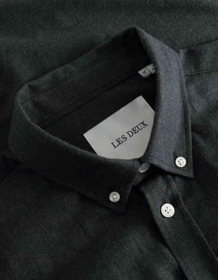 Men Les Deux ShirtsOvershirts Desert Reg Shirt 8211 Charcoal Melange