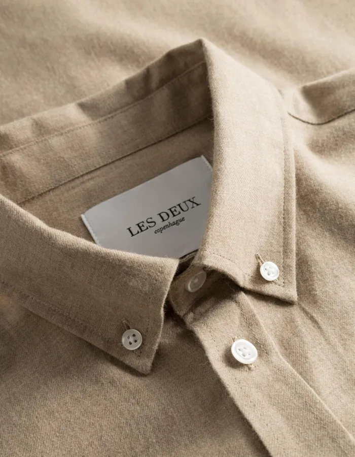 Men Les Deux ShirtsOvershirts Desert Reg Shirt 8211 Light Desert Sand Melange