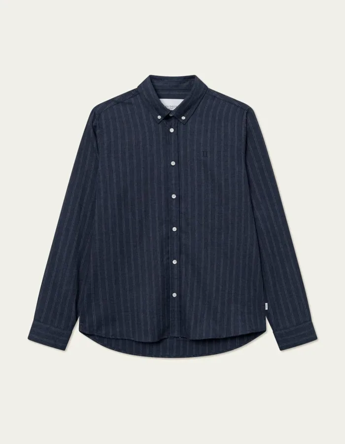 Men Les Deux ShirtsOvershirts Desert Reg Stripe Shirt 8211 Dark NavyIvory