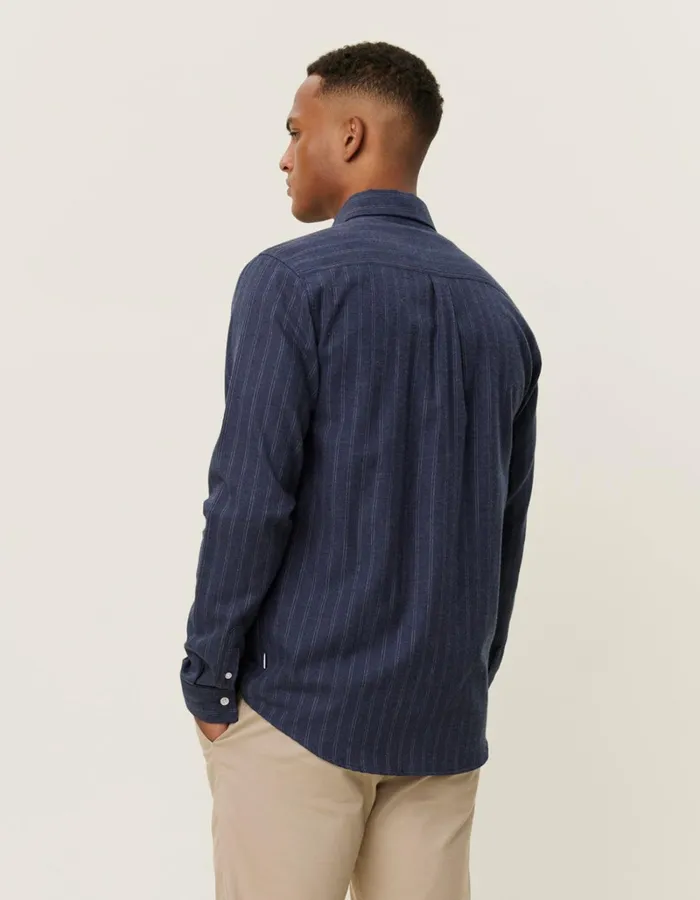 Men Les Deux ShirtsOvershirts Desert Reg Stripe Shirt 8211 Dark NavyIvory