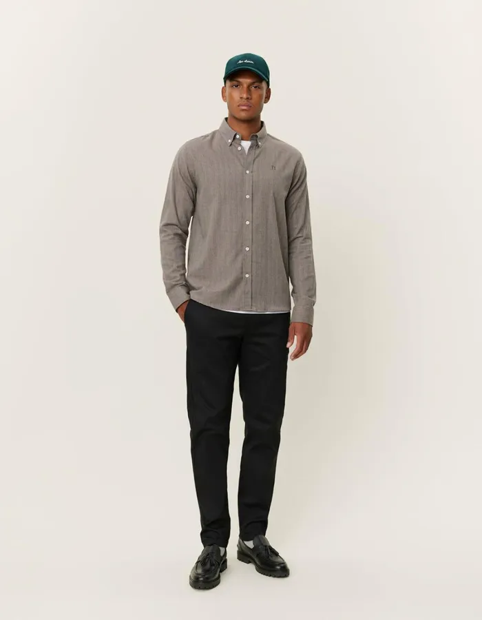 Men Les Deux ShirtsOvershirts Desert Reg Stripe Shirt 8211 Mountain GreyIvory