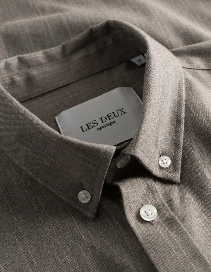 Men Les Deux ShirtsOvershirts Desert Reg Stripe Shirt 8211 Mountain GreyIvory