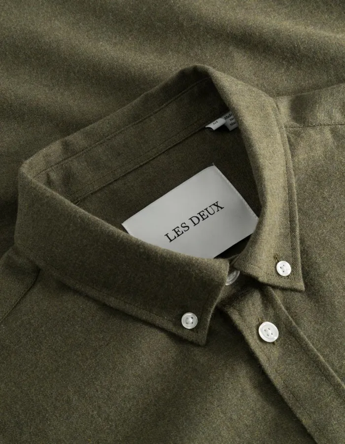 Men Les Deux ShirtsOvershirts Desert Shirt 8211 Olive Night Melange