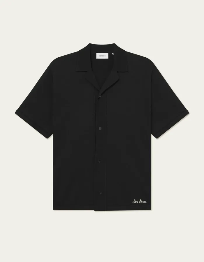 Men Les Deux ShirtsOvershirts Geoffroy SS Knit Shirt 8211 BlackBlack