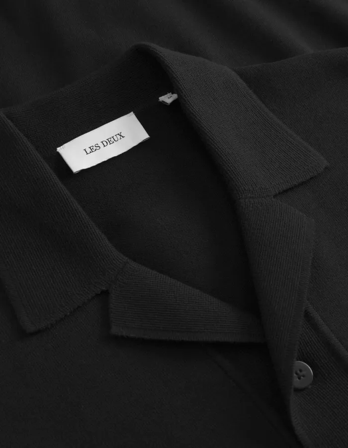 Men Les Deux ShirtsOvershirts Geoffroy SS Knit Shirt 8211 BlackBlack