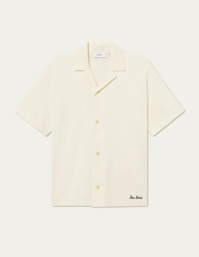 Men Les Deux ShirtsOvershirts Geoffroy SS Knit Shirt 8211 Ivory