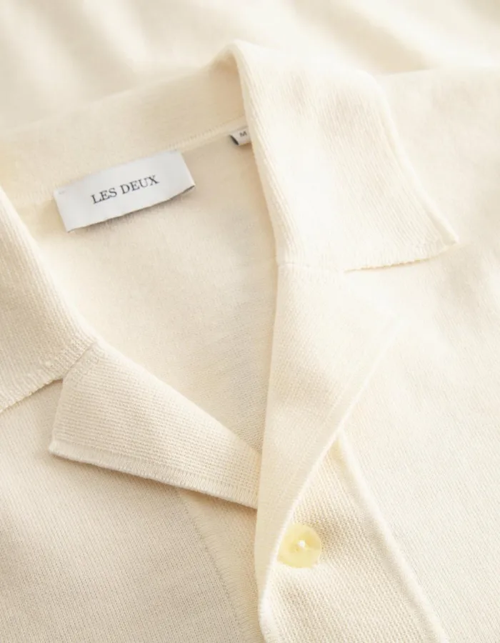 Men Les Deux ShirtsOvershirts Geoffroy SS Knit Shirt 8211 Ivory