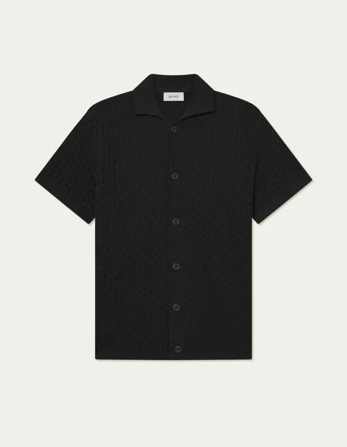 Men Les Deux ShirtsOvershirts Gespertus SS Knit Shirt 8211 BlackBlack