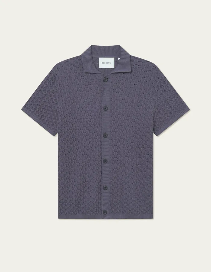 Men Les Deux ShirtsOvershirts Gespertus SS Knit Shirt 8211 Graystone