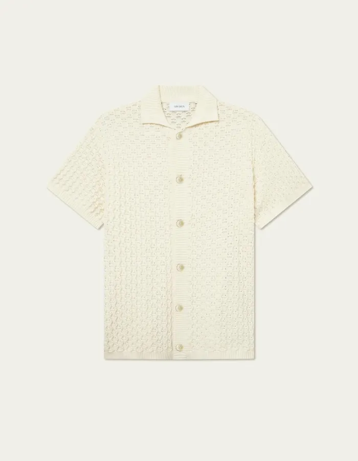 Men Les Deux ShirtsOvershirts Gespertus SS Knit Shirt 8211 Ivory