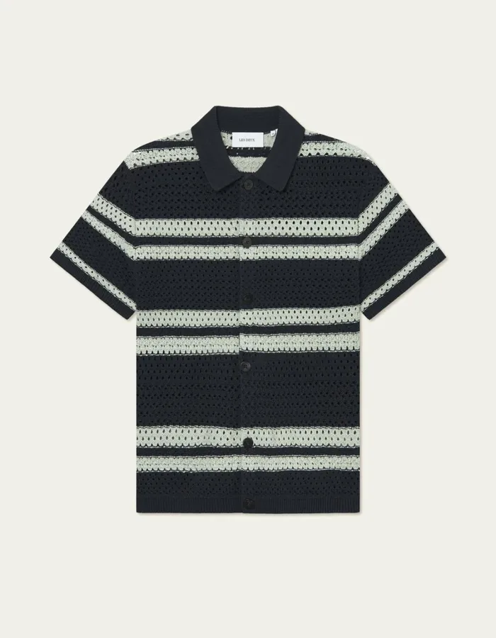 Men Les Deux ShirtsOvershirts Gianni SS Knit Shirt 8211 Dark Navy