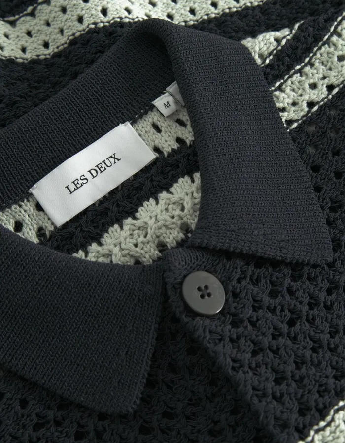 Men Les Deux ShirtsOvershirts Gianni SS Knit Shirt 8211 Dark Navy