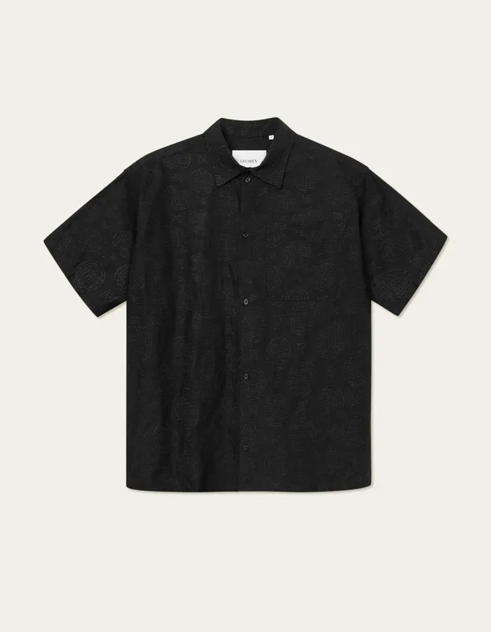 Men Les Deux ShirtsOvershirts Globe Loose SS Shirt 8211 BlackBlack