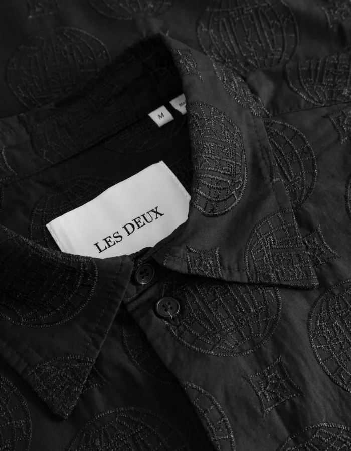 Men Les Deux ShirtsOvershirts Globe Loose SS Shirt 8211 BlackBlack