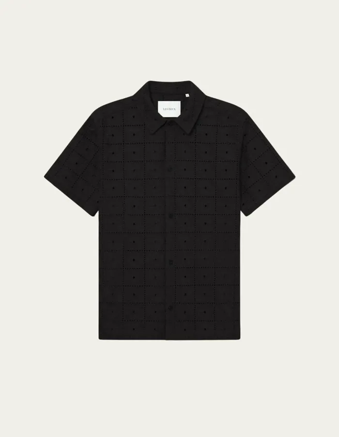 Men Les Deux ShirtsOvershirts Hector Anglaise SS Shirt 8211 BlackBlack