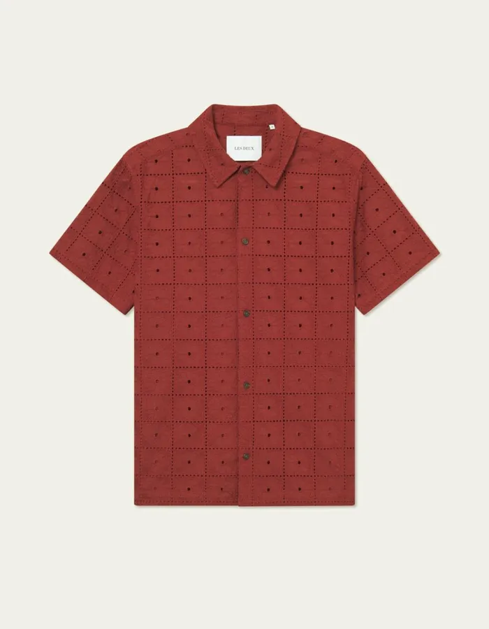 Men Les Deux ShirtsOvershirts Hector Anglaise SS Shirt 8211 Fired Brick