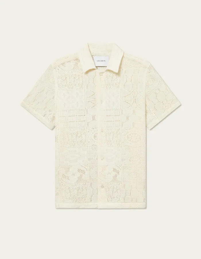 Men Les Deux ShirtsOvershirts Hector Lace SS Shirt 8211 Ivory
