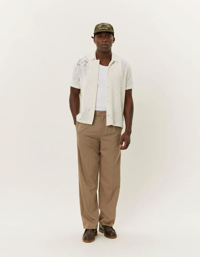 Men Les Deux ShirtsOvershirts Hector Lace SS Shirt 8211 Ivory