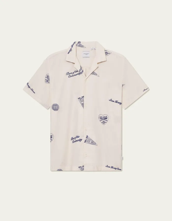 Men Les Deux ShirtsOvershirts Hendrix AOE SS Shirt 8211 IvoryBlueprint