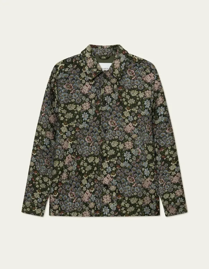 Men Les Deux ShirtsOvershirts Jaiden Jacquard Overshirt 8211 RosinChive Green