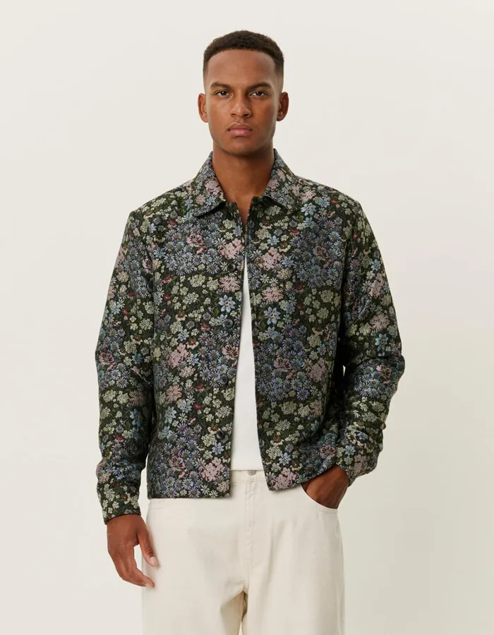 Men Les Deux ShirtsOvershirts Jaiden Jacquard Overshirt 8211 RosinChive Green