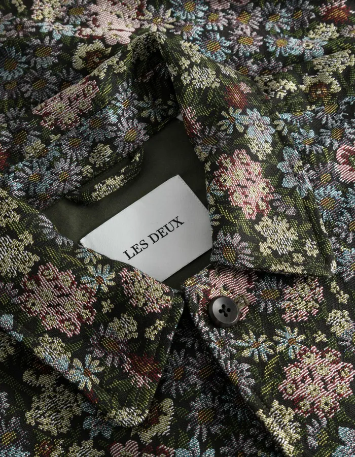 Men Les Deux ShirtsOvershirts Jaiden Jacquard Overshirt 8211 RosinChive Green