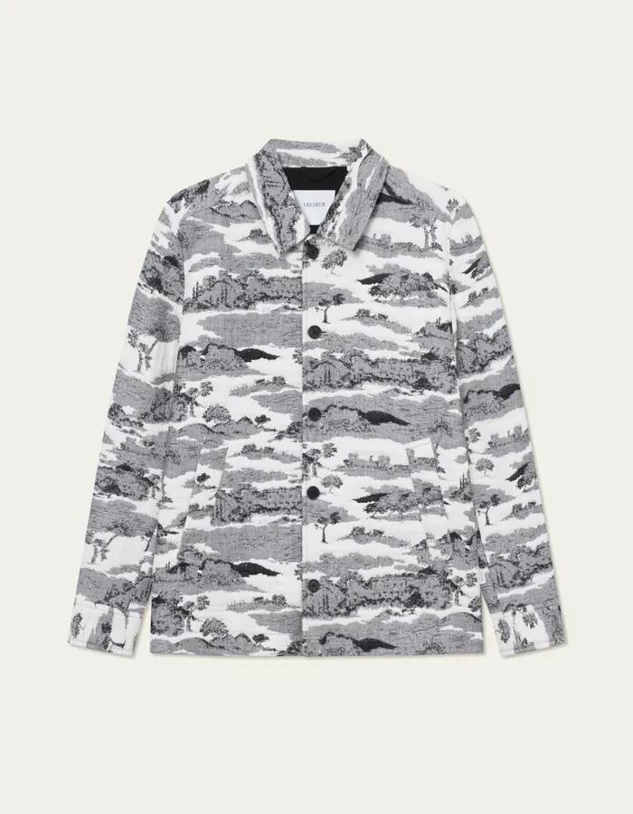 Men Les Deux ShirtsOvershirts Jaiden Ruins Jaqcuard Overshirt 8211 WhiteBlack