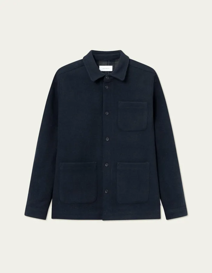 Men Les Deux ShirtsOvershirts Jason Wool Overshirt 20 8211 Dark Navy