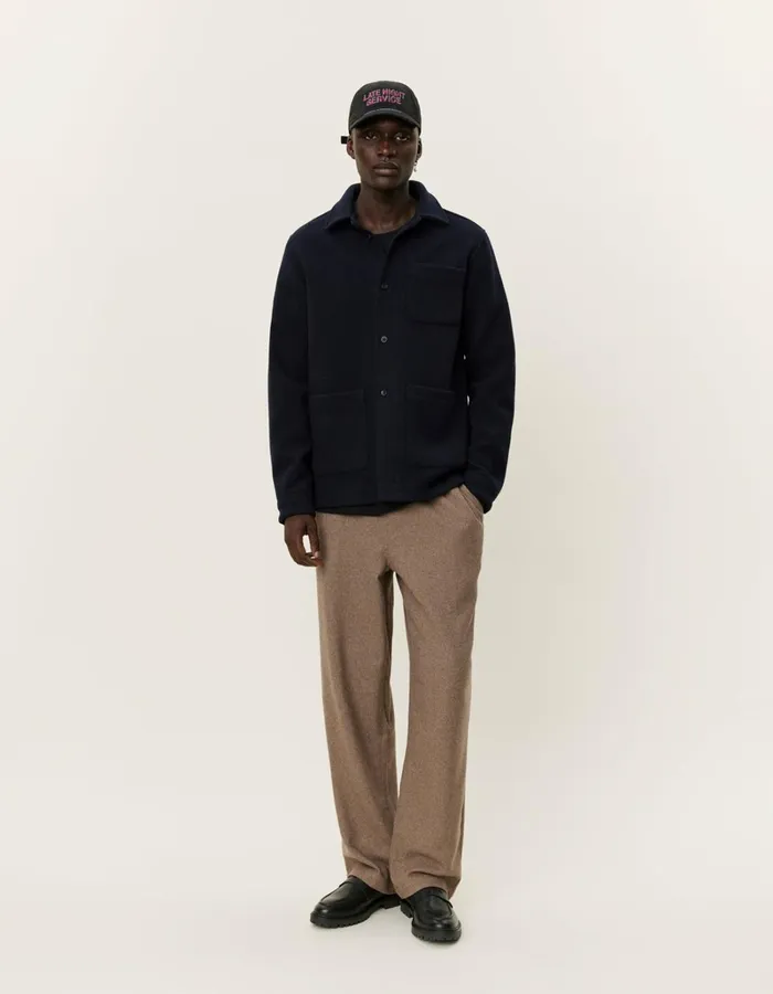 Men Les Deux ShirtsOvershirts Jason Wool Overshirt 20 8211 Dark Navy