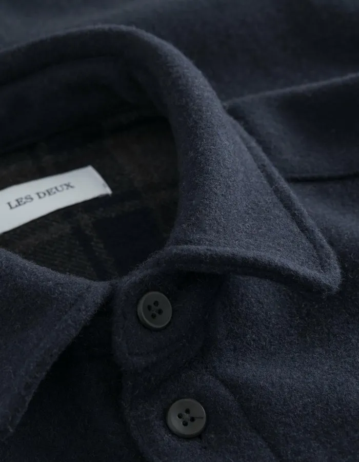 Men Les Deux ShirtsOvershirts Jason Wool Overshirt 20 8211 Dark Navy