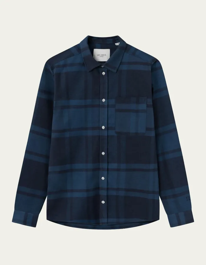 Men Les Deux ShirtsOvershirts Jeremy Flannel Shirt 8211 Dark NavyMidnight Blue Men Les Deux ShirtsOvershirts Jeremy Flannel Shirt 8211 Dark NavyMidnight Blue